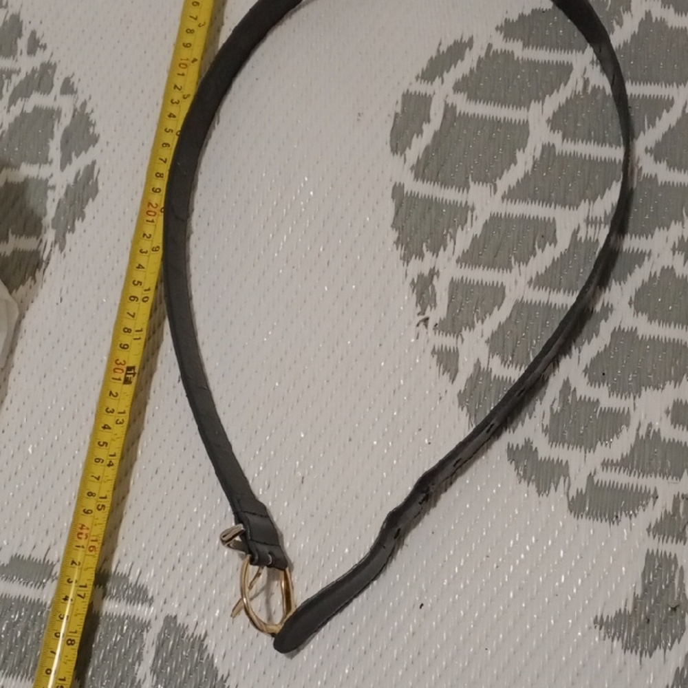 Vintage Laura Black Leather Belt with Gold Buckle